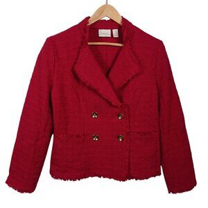 Chico's Red Double-Breasted Blazer